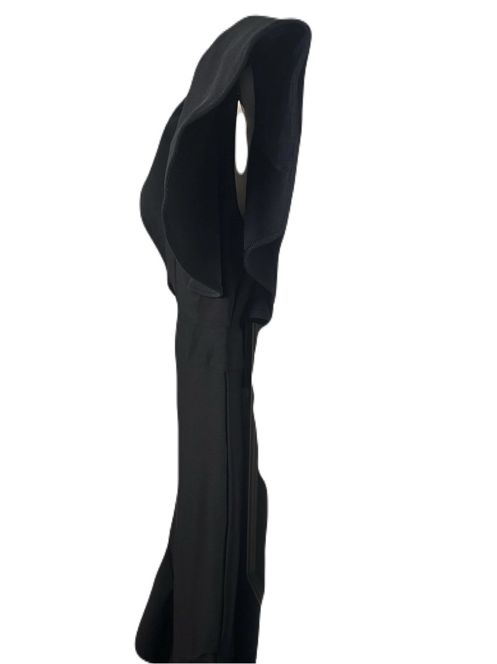 Elegant Black asymmetrical Ruffle Dress with Statement Sleeves - Picture 13 of 16